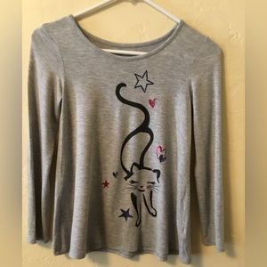 Girls Justice Long Sleeve Cat Shirt Top